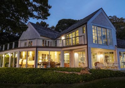 North Fork waterfront home at dusk